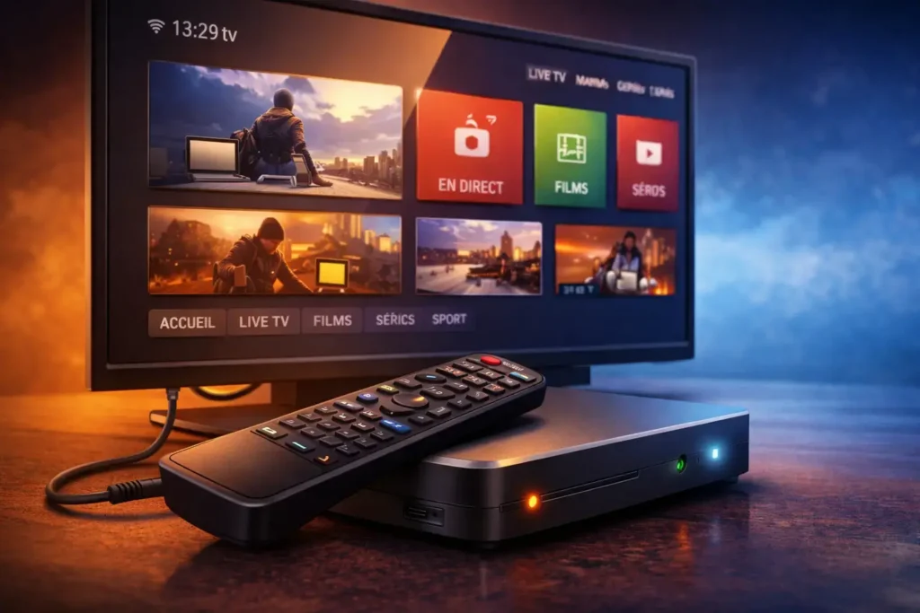 boîtier IPTV connecté à une télévision