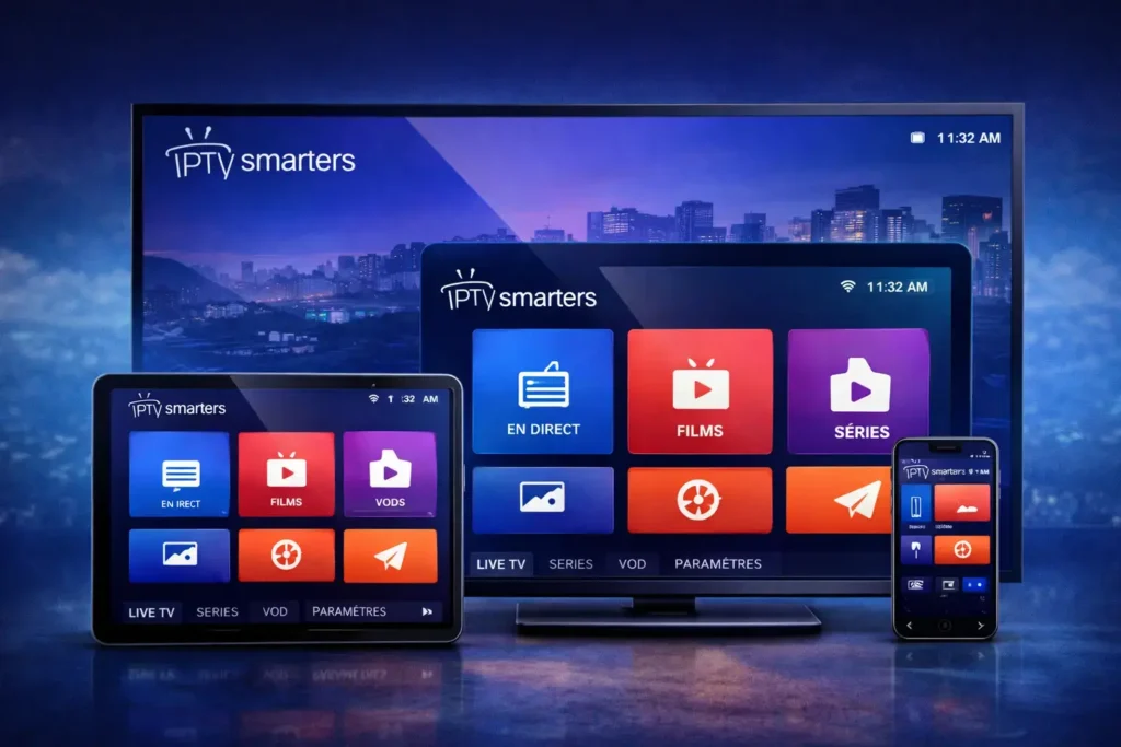 Interface IPTV Smarters Pro sur plusieurs appareils